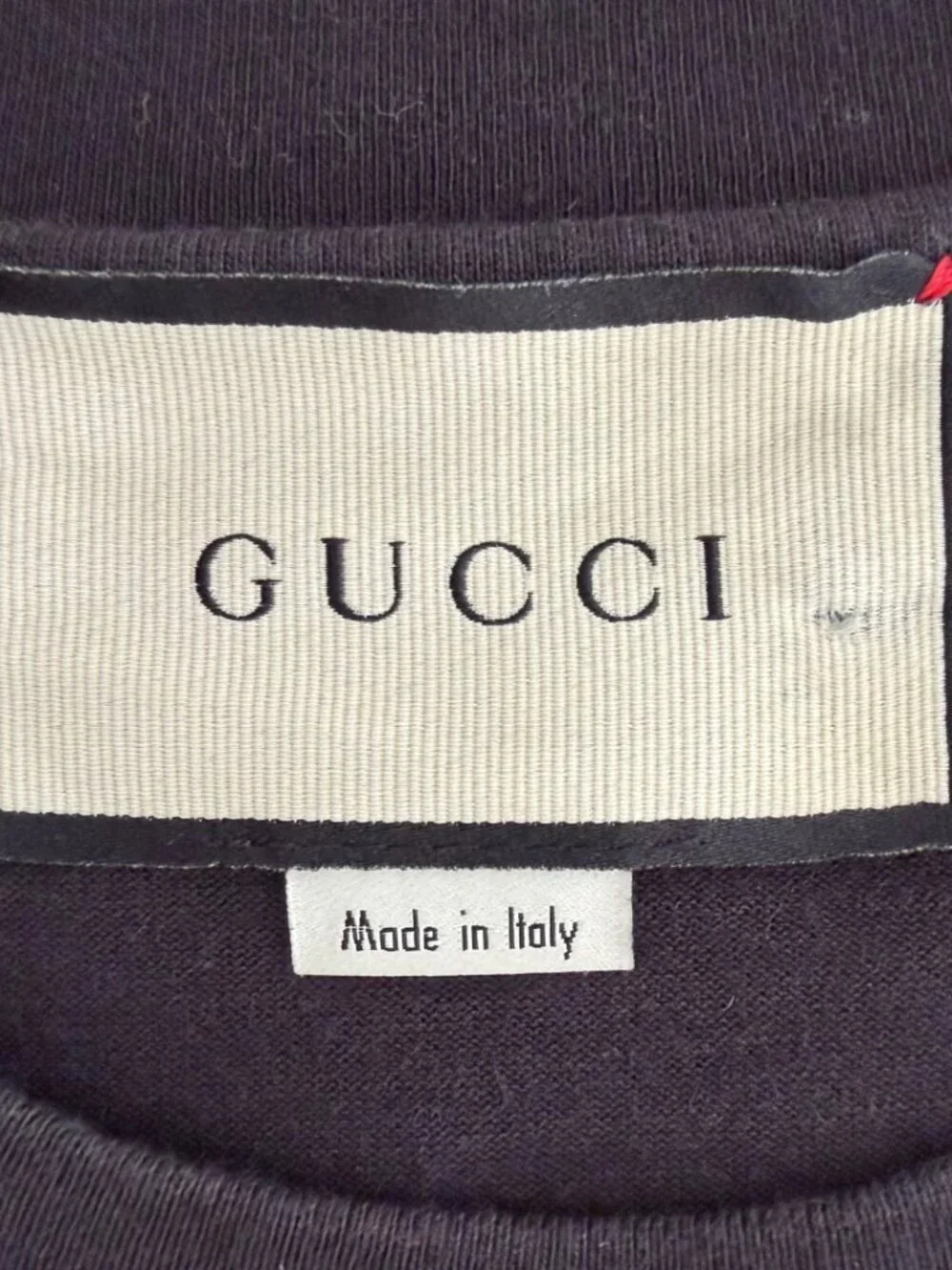 Gucci Black Cotton Blade Logo Print T-Shirt